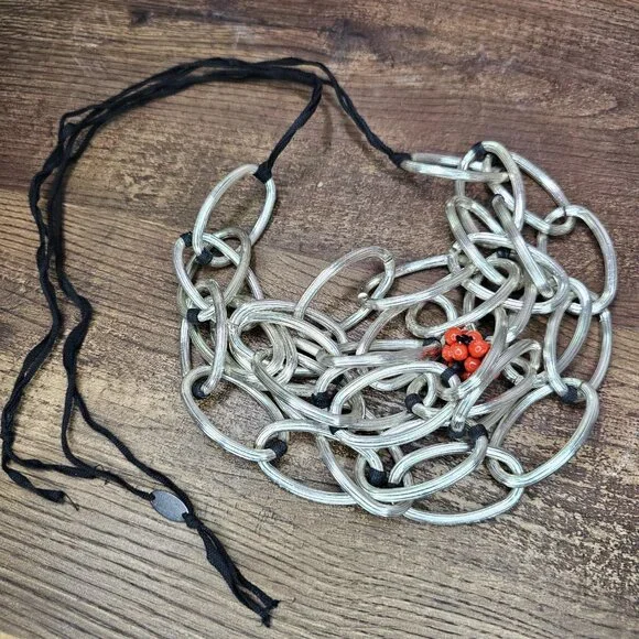 Maria Calderara Asymmetrical Chain-Link Adjustable Closure Bib Necklace